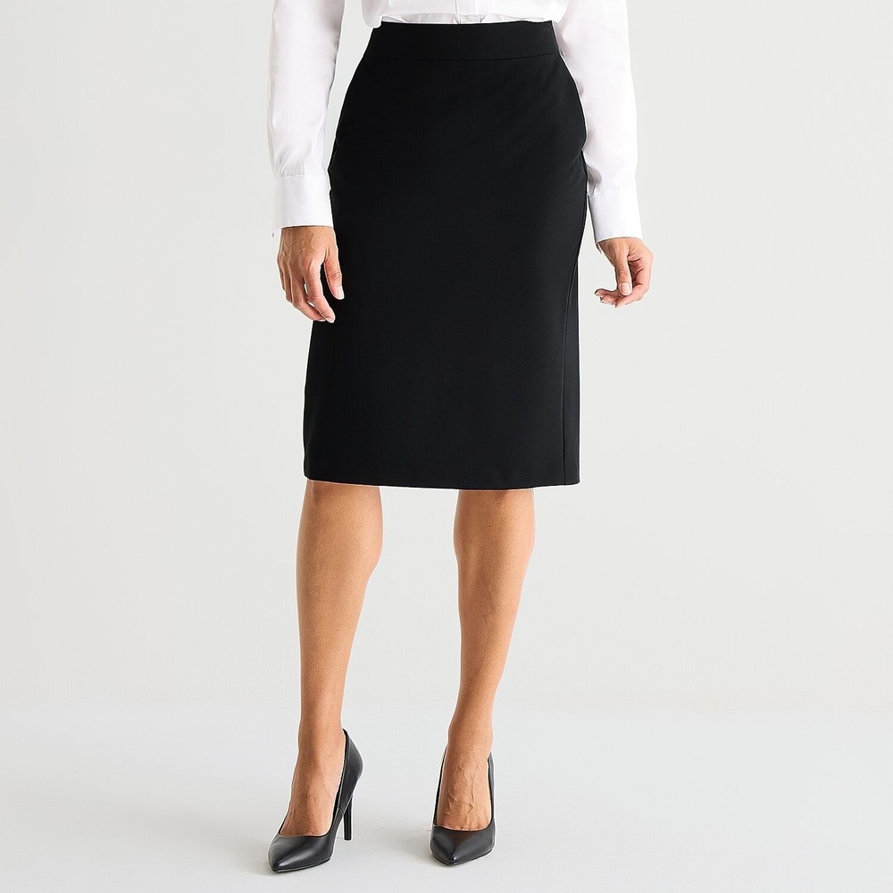 MSRP $48 Liz Claiborne Womens 10 Black Mid Rise Pencil Skirt